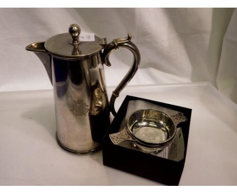 Elkington &amp; Co plated coffee pot and a pewter quaich. UK P&amp;P Group 2 (£20+VAT for the first lot and £4+VAT for subseq