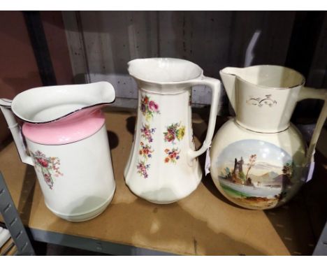 Three Scotch Ivory jugs. Not available for in-house P&amp;P 