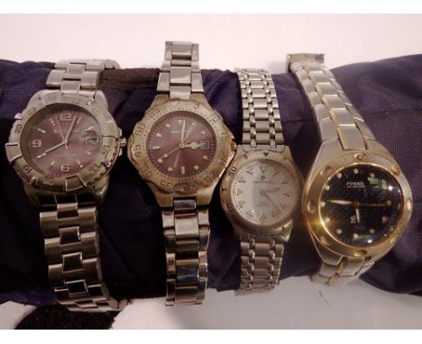Four mixed gents wristwatches including Fossil. UK P&amp;P Group 1 (£16+VAT for the first lot and £2+VAT for subsequent lots)