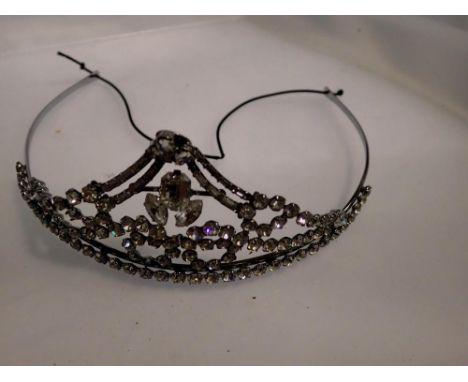 Boxed white metal tiara by Hallett-Warr. UK P&amp;P Group 1 (£16+VAT for the first lot and £2+VAT for subsequent lots) 