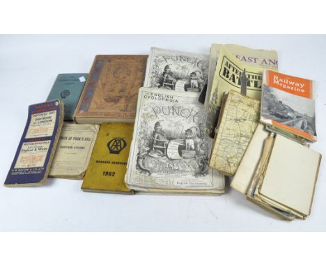 A collection of post war ephemera, to include an 'Automobile Associate Handbook', Punch magazines', a military map of the Sou