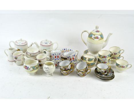 Three ceramic part tea sets, to include a Wedgwood 'Peter Rabbit' teapot, cups and saucers, Japanese style cups and saucers a