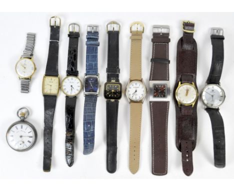 A collection of vintage wristwatches, to include a manual wind helvetia, elco and others, together with a vintage pocket watc