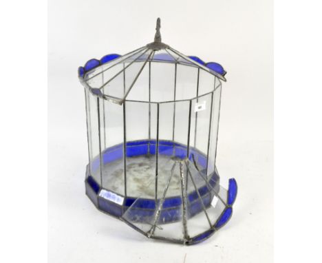 A twelve sided antique leaded glass terrarium, height (including finial) 54cm