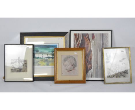 A group of pictures to include a Sue Howells (b. 1948) signed limited edition print 'In The Vale', 29cm x 33cm, together with