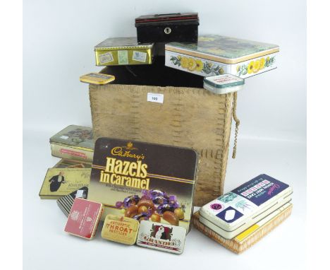 A selection of vintage tins for cigarettes, sweets and medication, of assorted sizes and designs