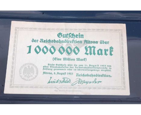 Germany, a collection of Deutsche Reichsbahn (German Railroad) banknotes, 1923 issue, contained in a leather bound album, tog