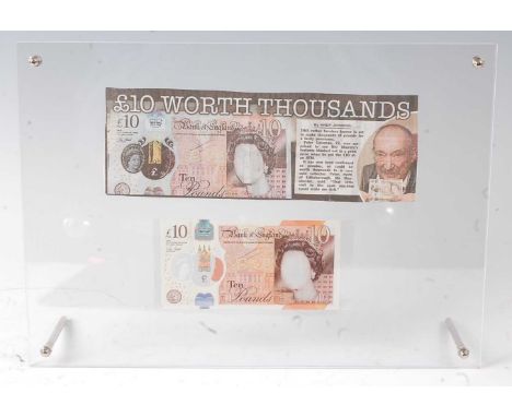 Great Britain, Bank of England polymer ten pound note, unfinished portrait printing error, CJ18 002158, Chief Cashier Victori