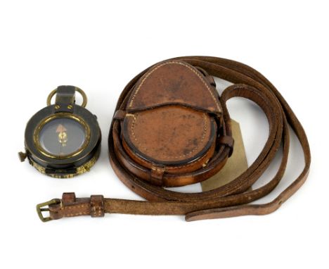 A WWI Verner's Pattern MkVIII military marching compass, made by S. Mordan &amp; Co., serial 97917, dated 1918, in fitted lea