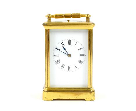 French brass carriage clock with repeating movement.    