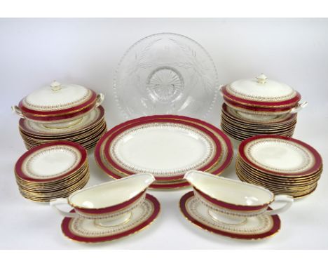 Royal Worcester Regency pattern part dinner service,  Paragon part tea set and glass bowl .    