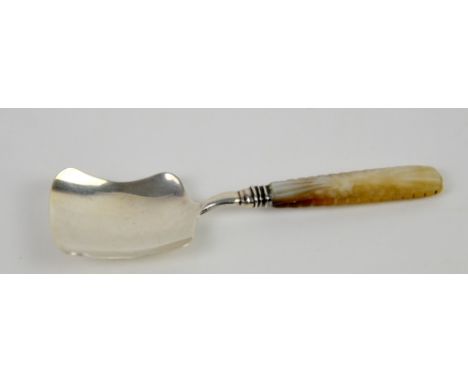 Mother of pearl and silver 19th Century caddy spoon,.    