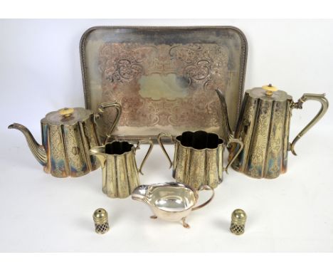 Collection of silver plate to include four piece tea service, .    