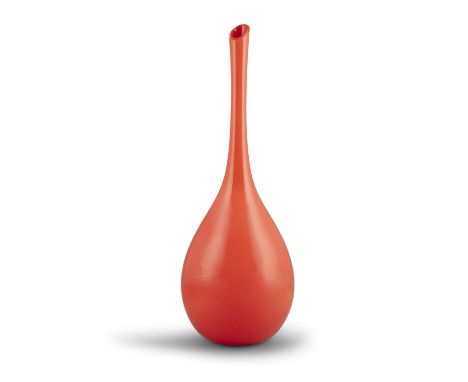 GLASS AN ORANGE VINTAGE GLASS VASE, Murano, Italy, c.1970. 46cm high