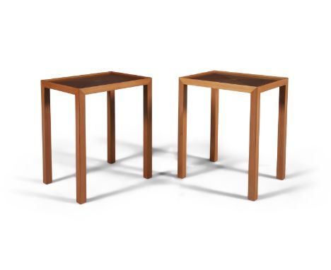 CHRISTIAN DIOR A PAIR OF PEAR WOOD SIDE TABLES, by Christian Dior, with maker's stamp, c.1980. 56 x 45 x 35cm