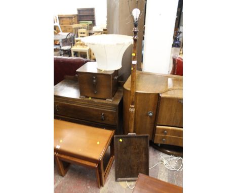 A STANDARD LAMP, TRAY, COAL BOX, ETC  (4)