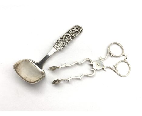  Pair of Geo. lll style silver scissor action sugar nips, Birmingham 1906 Maker George Unite and a Danish 830 standard silver