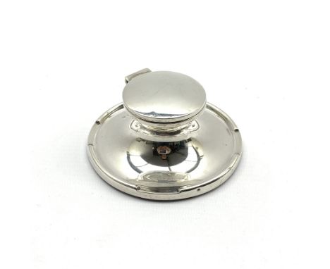  Silver circular inkwell with hinged cover Birmingham 1912   - Condition Report 