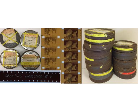 WOODSTOCK FILM REELS. An incredible collection of 96 well stored Kodak 16mm film reels, in labelled cans. Labels nearly alway