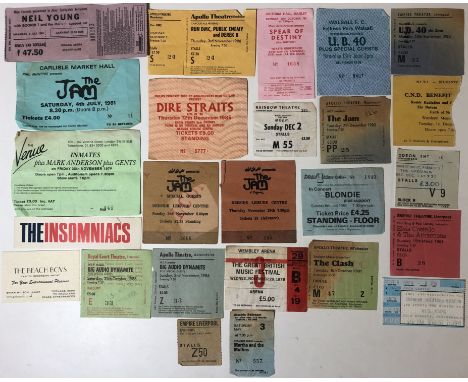 PUNK TICKET COLLECTION. 24 ticket stubs for circa 1980s concerts, to include: The Clash (Apollo, Manchester 1981), Great Brit