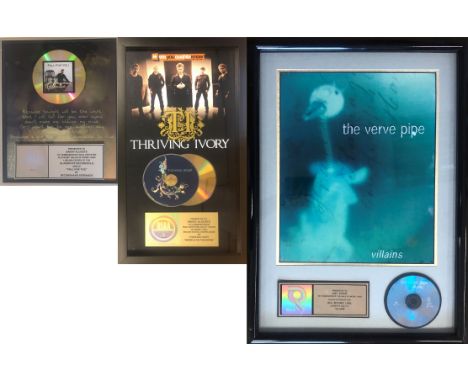 INDIE ROCK RIAA AWARDS. Three mounted and framed CD awards to include two presented to Sandy Alouette for the sale of more th