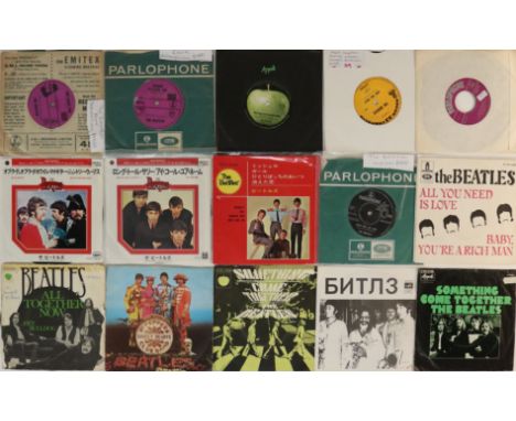 THE BEATLES - OVERSEAS 7". Cool collection of 34 x often hard to trace overseas pressing 45s. Titles include Please Please Me