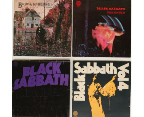 BLACK SABBATH UK VERTIGO SWIRL LPs. Rockin' pack of their first four LPs on Vertigo Swirl labels to include Black Sabbath wit