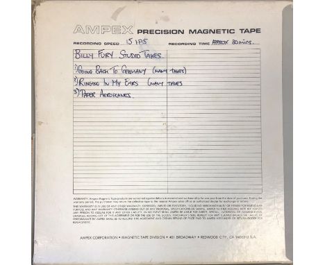 BILLY FURY REEL-TO-REEL TAPE. A reel-to-reel (1/2 inch) Ampex tape featuring studio takes from Billy Fury including the songs