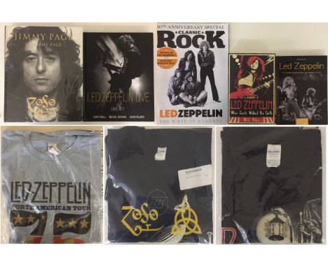 LED ZEPPELIN. Clothing and memorabilia to include: black Record Store Day t-shirt (L), light blue 'North American Tour 1975' 