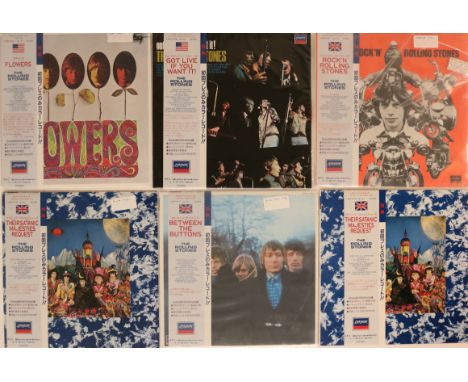 ROLLING STONES - COLOURED JAPANESE RELEASES - LPs/7". Rockin' bundle of 7 x LPs, 1 x 7" plus Beggars Banquet Magazine (Vol. 2