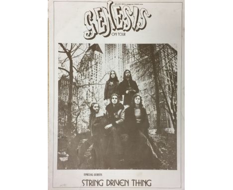 GENESIS 1972/73 TOUR PROGRAMME. A two page booklet/programme for a Genesis UK tour, with song lyrics and band photos. Very go
