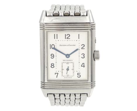 Jaeger-LeCoultre Reverso Duoface Night & Day gentleman's stainless steel manual wind wristwatch, Ref. 270.8.54, silvered dial