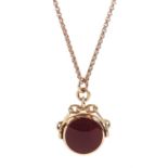 9ct rose gold agate and bloodstone swivel fob by David Scott Walker
