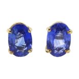 Pair of 9ct gold oval cut sapphire stud earrings