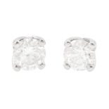 Pair of 18ct white gold round brilliant cut diamond stud earrings