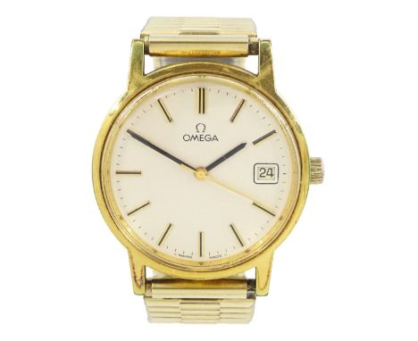 Omega gentleman's gold-plated and stainless steel manual wind wristwatch, Ref. 136.0104, Cal. 1030, silvered dial with baton 