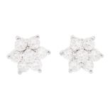 Pair of 18ct gold round brilliant cut diamond