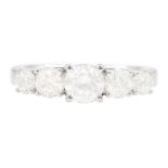 18ct white gold graduating five stone round brilliant cut diamond ring