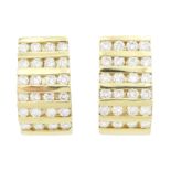 Pair of gold diamond half hoop earrings