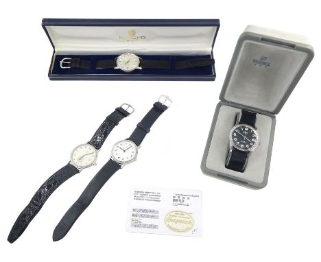 Zenith gentleman's stainless steel manual wind wristwatch and three other manual wind wristwatches including Record de Luxe, 