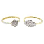 Early 20th century gold milgrain set single cut diamond ring panel ring