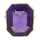 10ct rose gold single stone large octagonal cut amethyst ring
