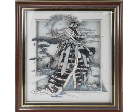 † GRAHAM ILLINGWORTH; a signed limited edition layered print of a Japanese gent, 41 x 35cm, framed and glazed.Condition Repor