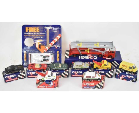 CORGI; a group of ten boxed 80s promotional vehicles, to include Jaguar XJR-9, Vauxhall Nova, Volvo Car Transporter, Porsche 