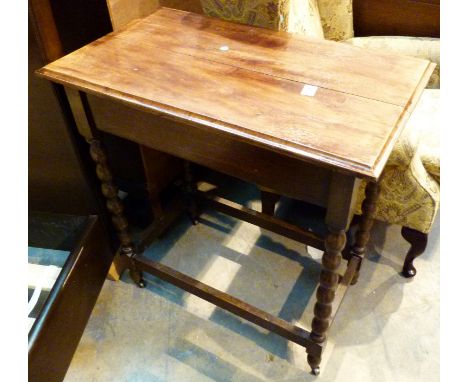 Antique side table with bobbin turned legs, 75 x 45 cm