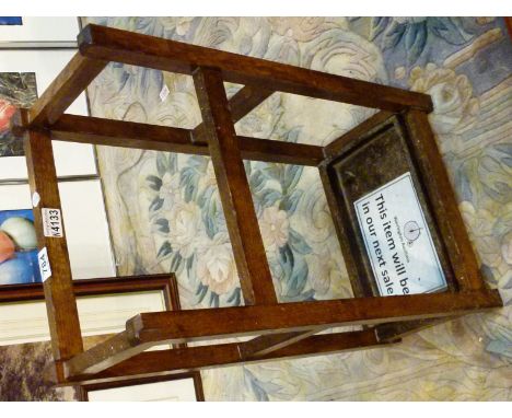 Antique oak stick stool with heavy cast iron base