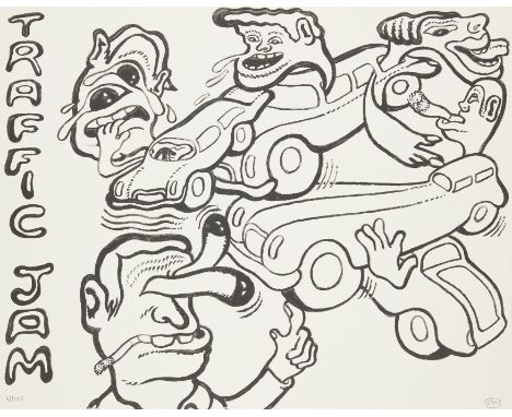 Peter Saul,&nbsp;American b.1934-&nbsp;Traffic Jam, 2022;lithograph on Somerset wove,signed and numbered 5/125 in pencil,&nbs