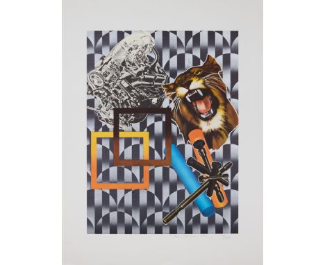 Peter Phillips,&nbsp;British b.1939-&nbsp;Tiger and Engine, 1971;&nbsp;photo-lithograph and silkscreen in colours on wove,&nb