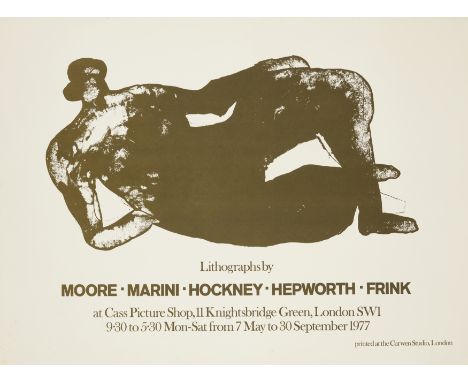 After Henry Moore OM CH FBA, British 1898-1986,Moore, Marini, Hockney, Hepworth, Frink, 1977:lithograph on heavy wove paper, 