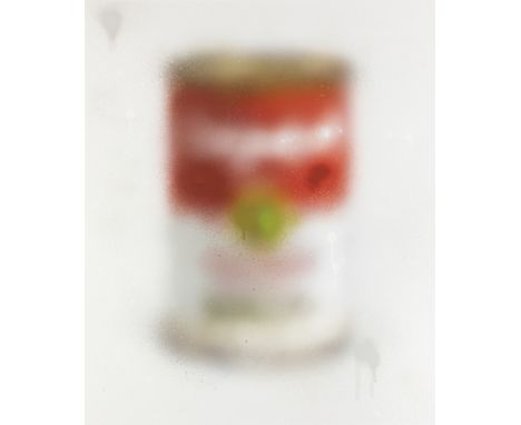 The Miaz Brothers (Roberto and Renato), Italian b.1965 & b.1968-Campbells Soup Can;coloured print on paper with spray paint, 
